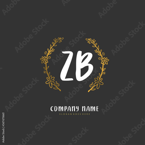 Z B ZB Initial handwriting and signature logo design with circle. Beautiful design handwritten logo for fashion, team, wedding, luxury logo.
