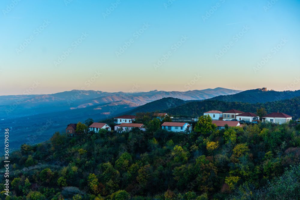 The old town of Signaghi, a small town at the east side of Georgia, in winter time, at sunset. The old town of Signaghi, a small town at the east side of Georgia, in winter time, at sunset.
