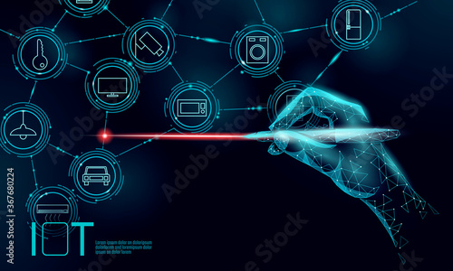 Internet of things modern operation innovation technology concept. Wireless communication augmented reality network IOT ICT. Home intelligent system automation vector illustration