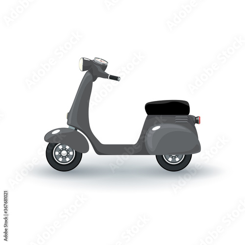 Gray vintage scooter isolated on white background, vector illustration
