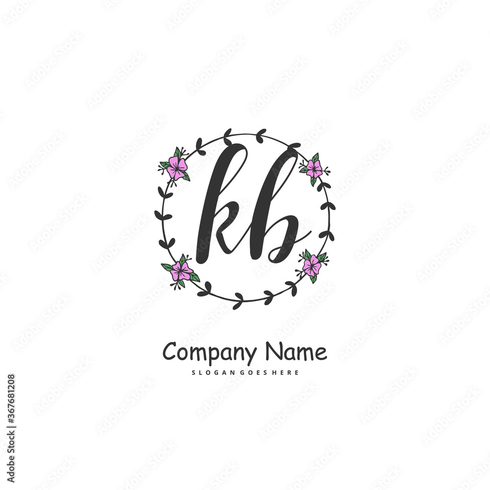 Fototapeta premium K B KB Initial handwriting and signature logo design with circle. Beautiful design handwritten logo for fashion, team, wedding, luxury logo.