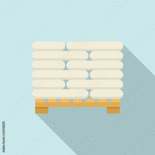 Pallet with construction sacks icon. Flat illustration of pallet with construction sacks vector icon for web design