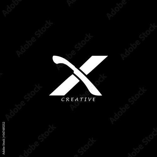 Machete concept simple flat X letter logo design