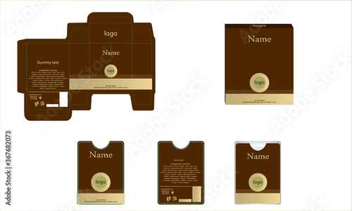 Packaging design, perfume luxury box design template and mock up box. Illustration vector.