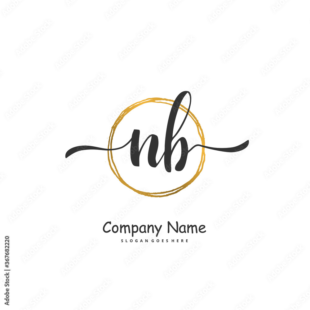 N B NB Initial handwriting and signature logo design with circle. Beautiful design handwritten logo for fashion, team, wedding, luxury logo. N B NB Initial handwriting and signature logo design with circle. Beautiful design handwritten logo for fashion, team, wedding, luxury logo.