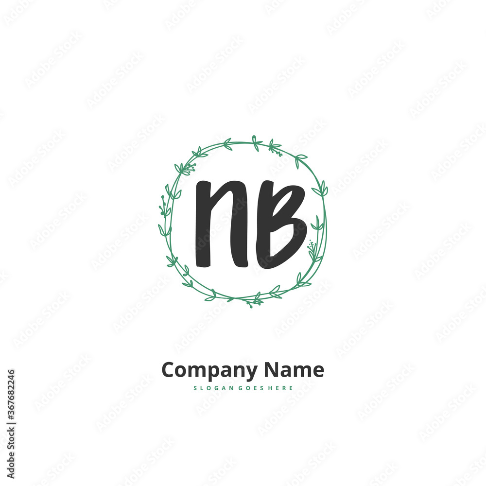 N B NB Initial handwriting and signature logo design with circle. Beautiful design handwritten logo for fashion, team, wedding, luxury logo. N B NB Initial handwriting and signature logo design with circle. Beautiful design handwritten logo for fashion, team, wedding, luxury logo.
