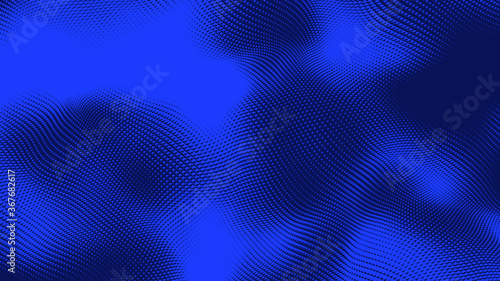 Dot blue wave light screen gradient texture background. Abstract technology big data digital background. 3d rendering.