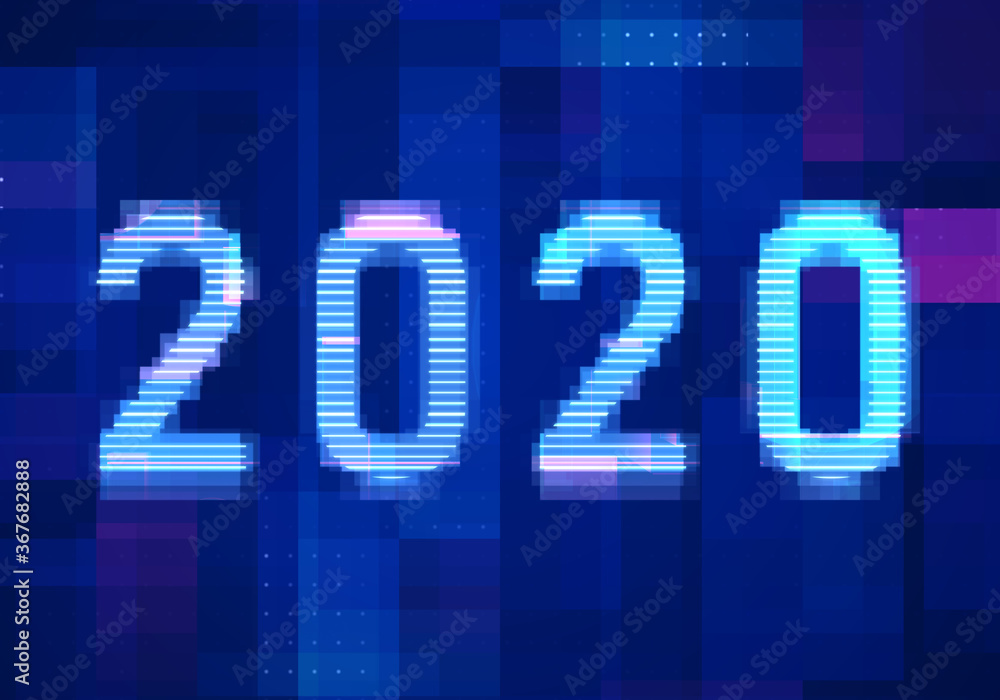 2020 vision new year with technology blue background. Abstract digital machine learning with digital future design concept. 2020 vision new year with technology blue background. Abstract digital machine learning with digital future design concept.
