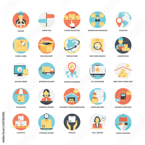 Shipping and Delivery Flat Icons