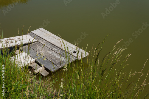 Fence of cement blocks. Background and texture photo