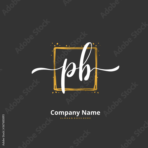 P B PB Initial handwriting and signature logo design with circle. Beautiful design handwritten logo for fashion, team, wedding, luxury logo.