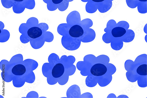 北欧風のフラワーパターン(ブルー1)