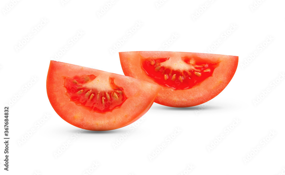 Ripe tomatoes on white background