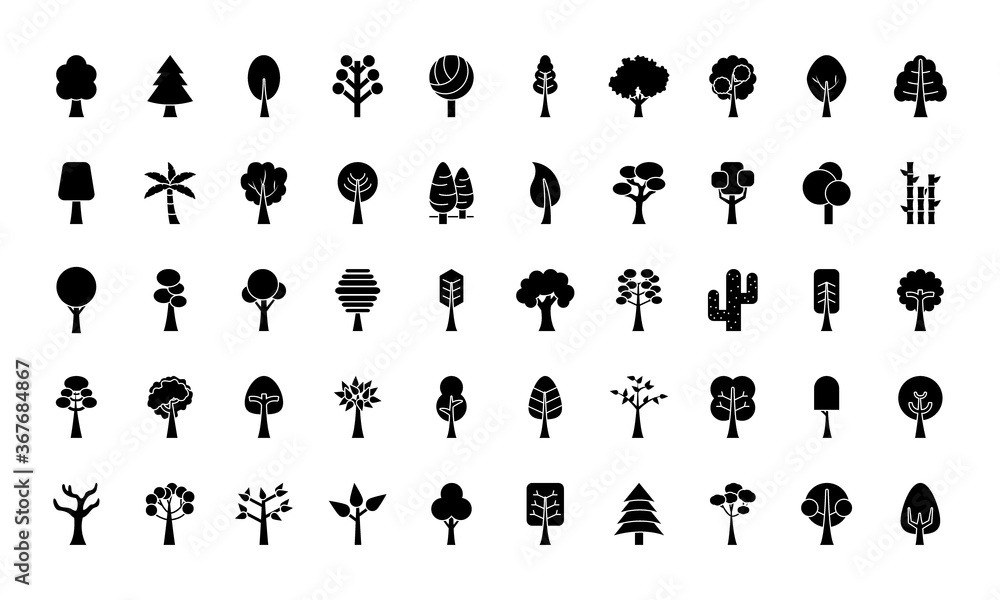 Obraz premium trees silhouette style icon set vector design