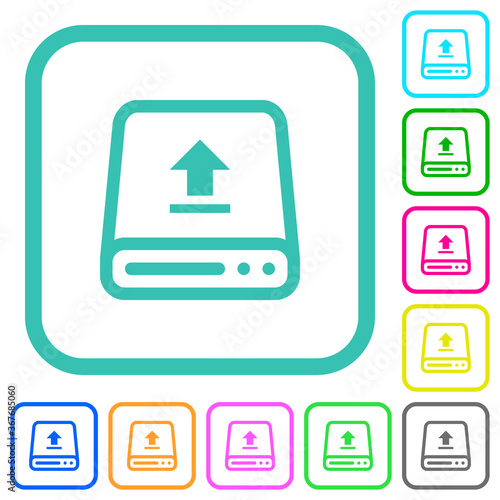 Upload from hard drive vivid colored flat icons
