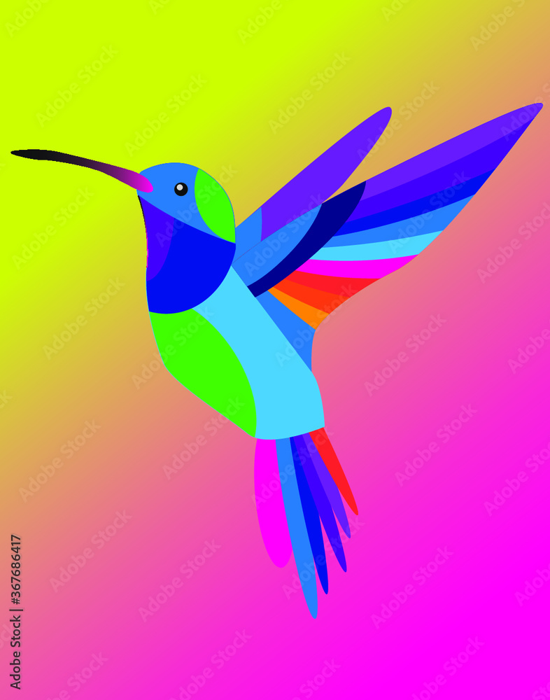 Obraz premium Vector illustration of beautiful colorful small bird