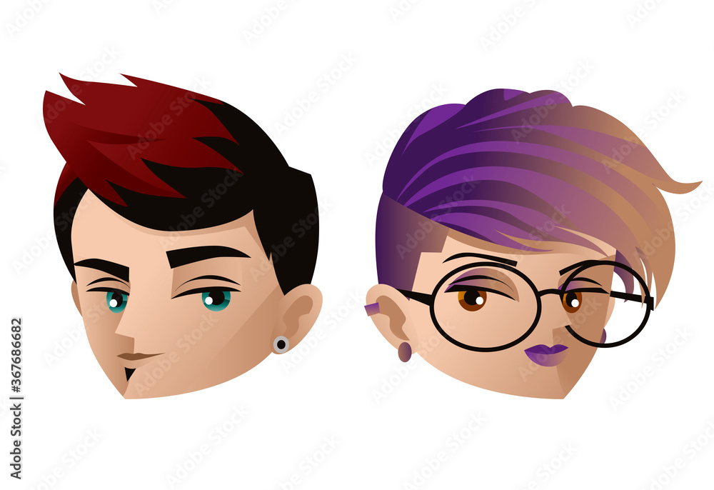 boy and girl young teen avatars boy and girl young teen avatars