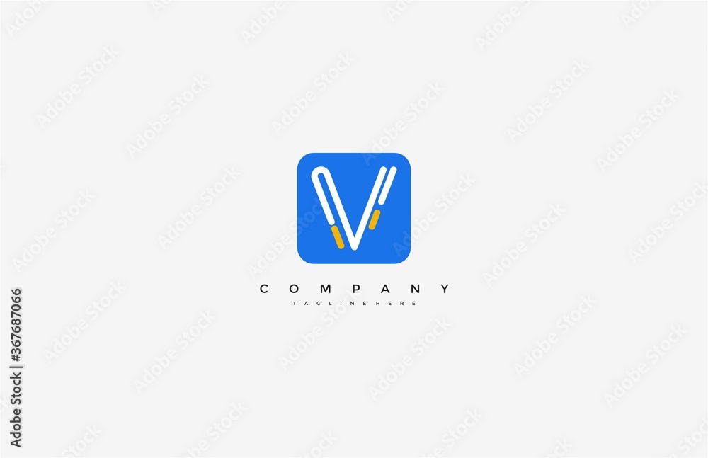 V letter creative line dynamic modern application logo V letter creative line dynamic modern application logo