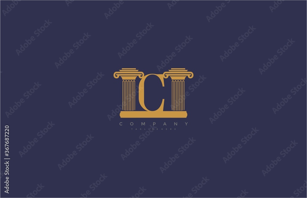 Vector Letter C with Pillars Design Logo Vector Letter C with Pillars Design Logo