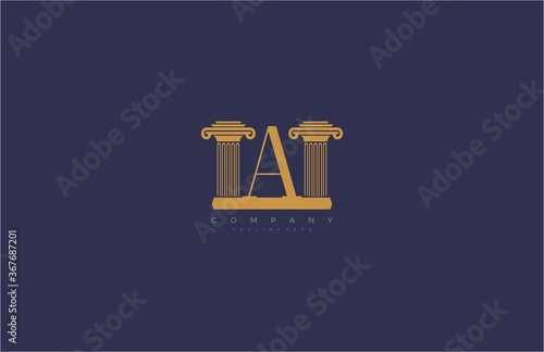 Vector Letter A with Pillars Design Logo