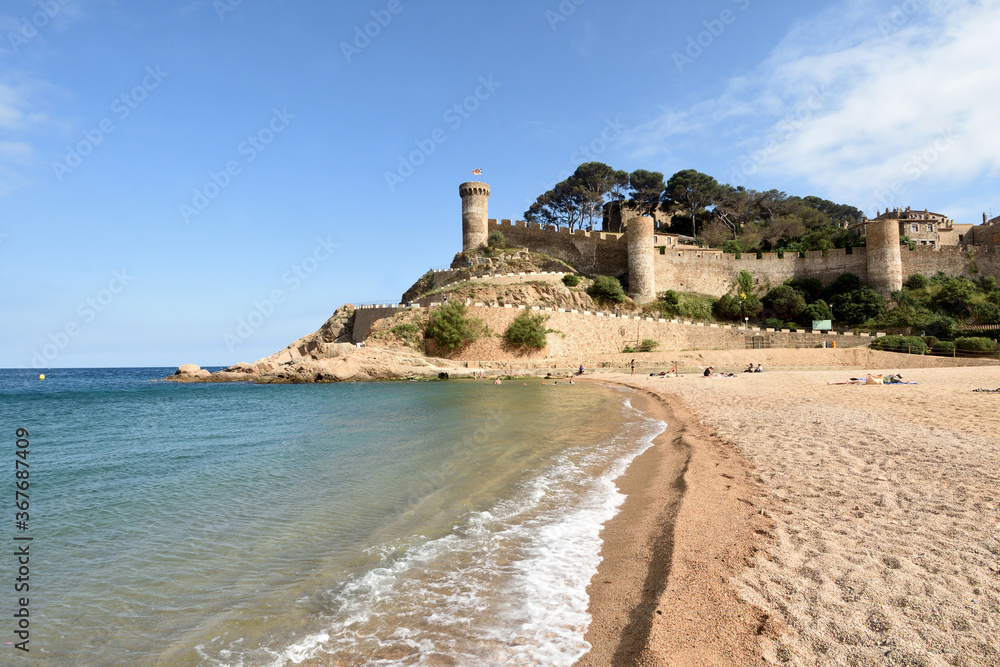 beach and old town of Tossa de Mar, Girona province, Catalonia, Spain