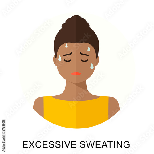 Excessive sweating woman concept, flat style