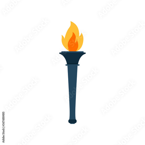 Torch flat, flame icon, vector illustration isolated on white background