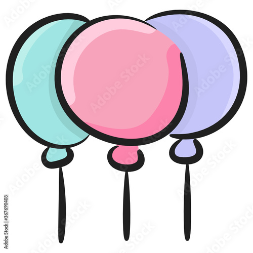 
Had drawn design of party decoration, balloons vector 
