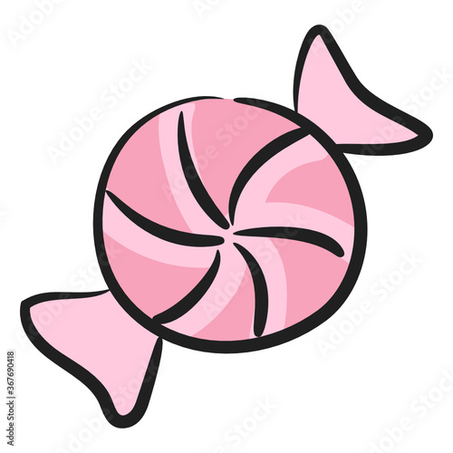 
Sweet dessert candy icon in hand drawn vector style 
