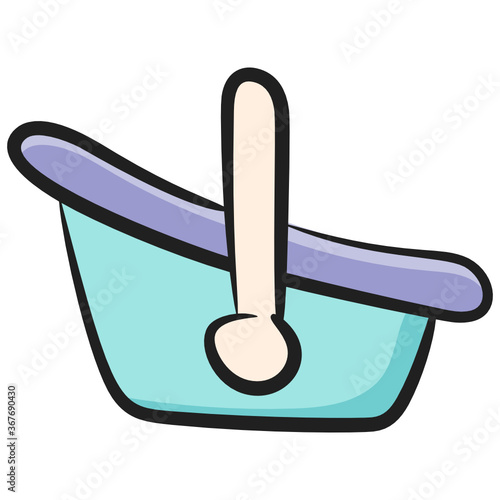 
Kids moving cot, doodle icon of baby bassinet vector design 
