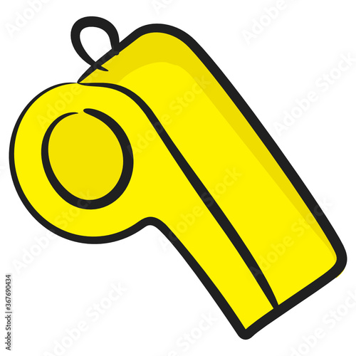 Hand drawn design of whistle icon, shrill sound 