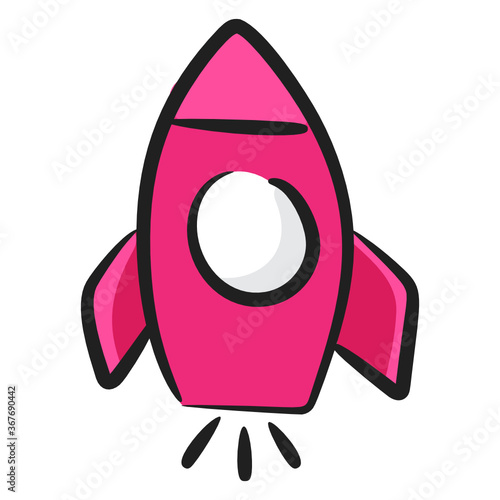 
Missile, rocket launcher icon in doodle design.
