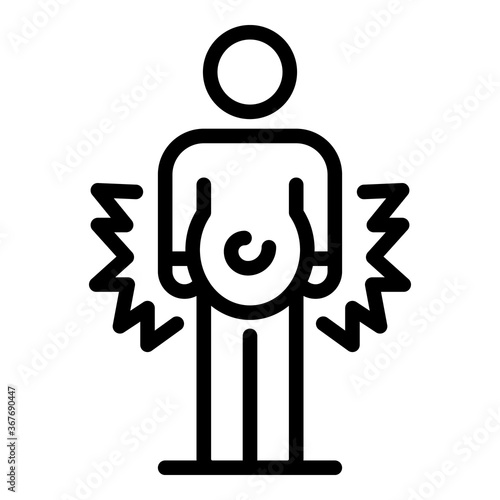 Digestion stomach pain icon. Outline digestion stomach pain vector icon for web design isolated on white background