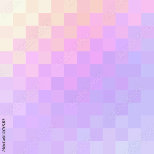 Checkered wicker pattern of iridescent pink lilac yellow gradient. Mosaic background.