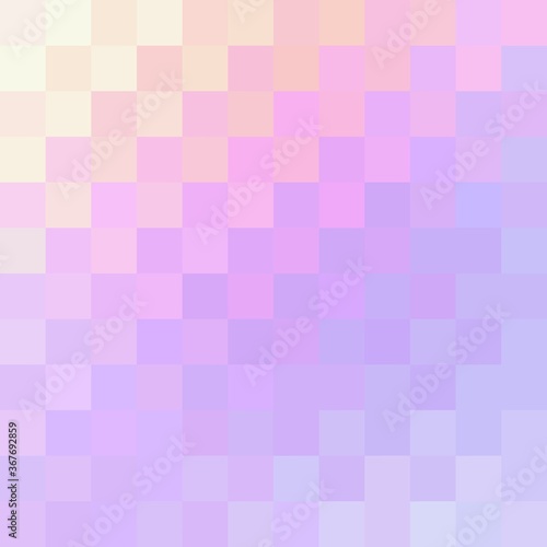 Checkered wicker pattern of iridescent pink lilac yellow gradient.  Mosaic background.