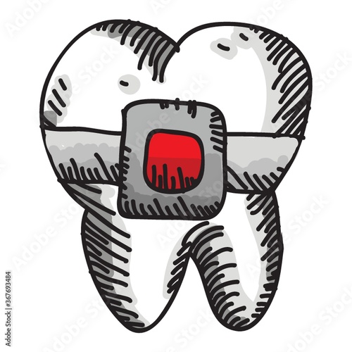 tooth with brace