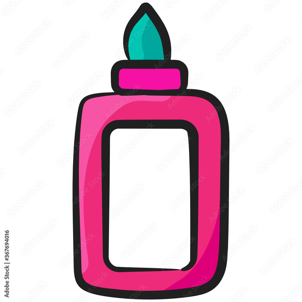 Obraz premium Hand drawn design of glue bottle icon. 