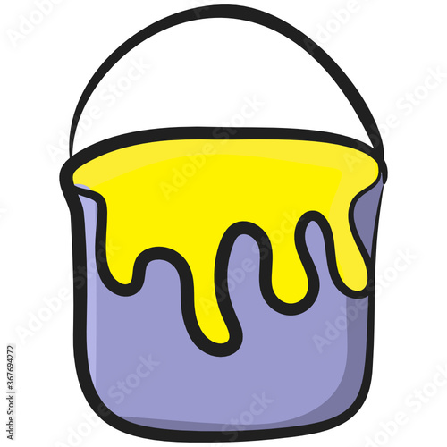 
Hand drawn icon of paint bucket, liquid art pail 

