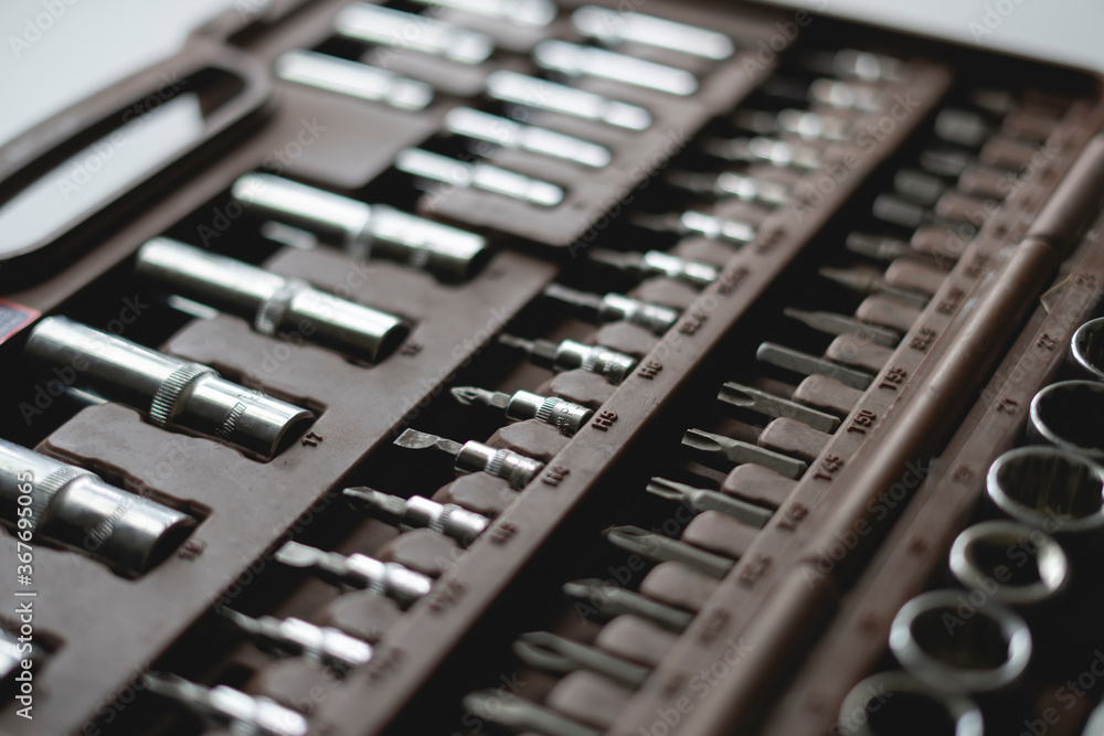 red box case with instrument tools, repair kit for automobile