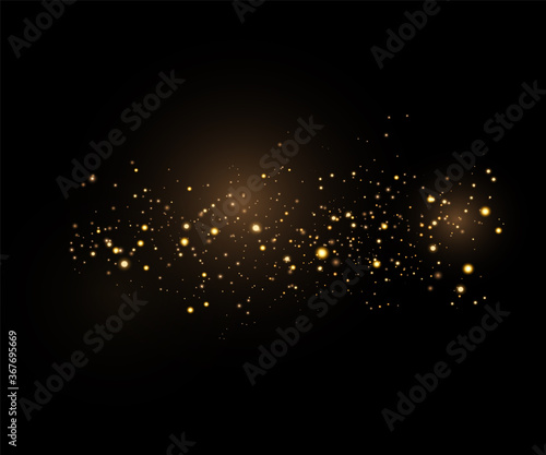 White sparks and golden stars glitter special light effect. Vector sparkles on transparent background. Christmas abstract pattern. Sparkling magic dust particles