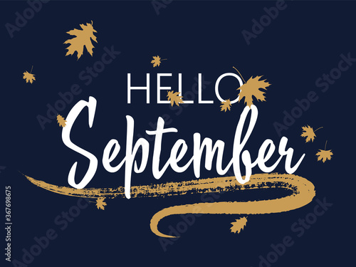 Hello September seasonal calligraphic banner