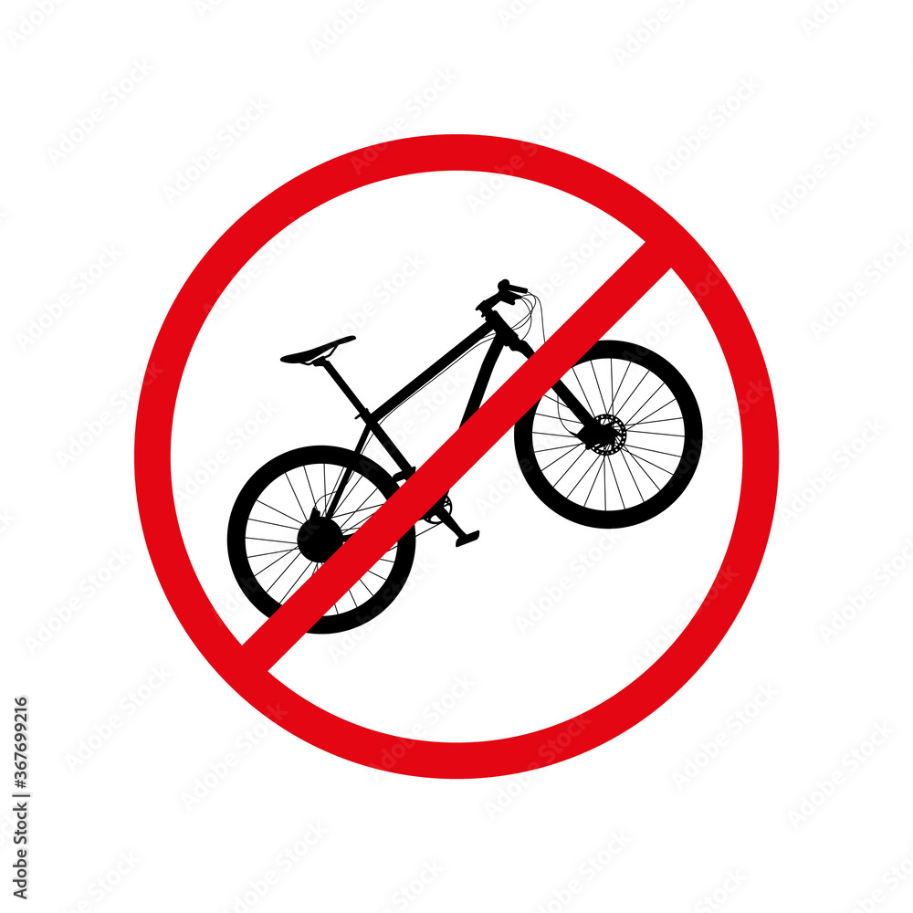 Sign no bicycle icon isolated on white background. Vector illustration. Sign no bicycle icon isolated on white background. Vector illustration.
