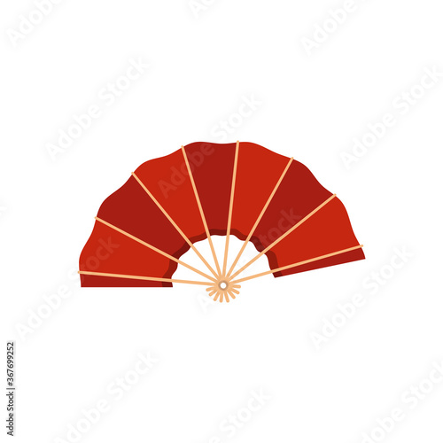 Hand Fan cartoon icon on a white background. Vector Illustration.