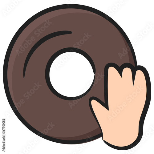 
Fried dough confection or dessert food, icon of donut 
