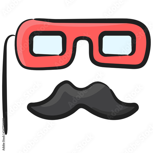 
Glasses with mustache concept of party props icon.
