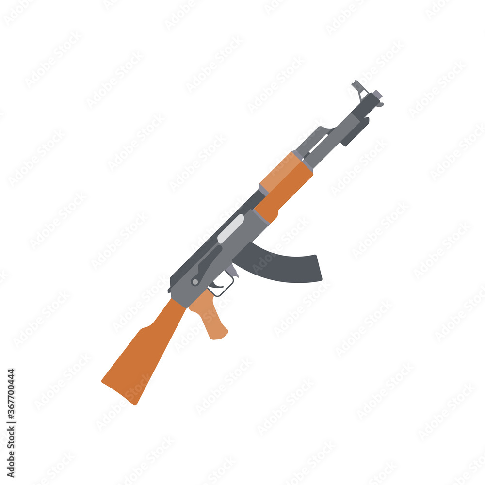 Kalashnikov's automatic machine in a flat design. AK-47 on isolated white background. Vector illustration Kalashnikov's automatic machine in a flat design. AK-47 on isolated white background. Vector illustration
