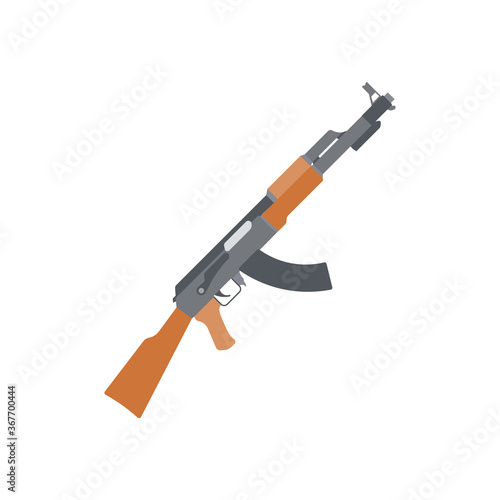 Kalashnikov's automatic machine in a flat design. AK-47 on isolated white background. Vector illustration