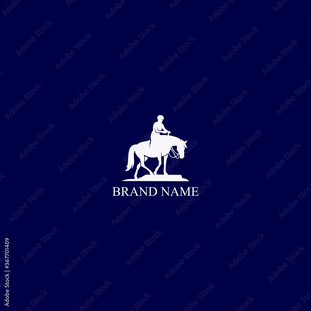 Fototapeta premium Horse with horseman flat logo vector