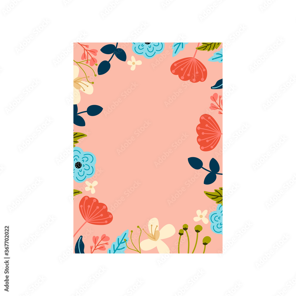 vector illustration with cute flowers.Frame for postcard, web design, or post in social networks and notebook. vector illustration with cute flowers.Frame for postcard, web design, or post in social networks and notebook.