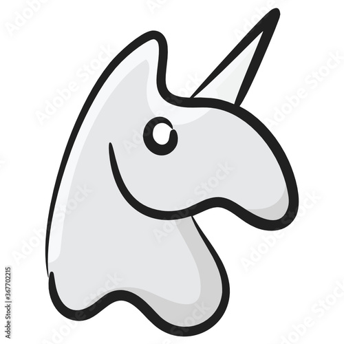 
Mythical one horned creature, hand drawn icon of unicorn 
